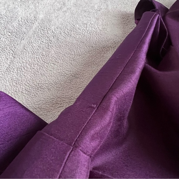 Eliza J Portrait Drape Collar Satin Tea Length Cocktail Gown Dress Purple Sz 8 - Picture 11 of 17